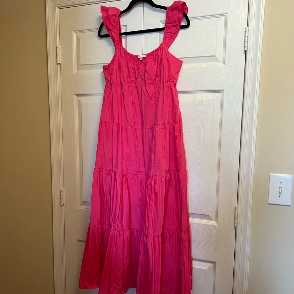 Skies Are Blue 100% cotton Pink Ruffle Strap Sundress